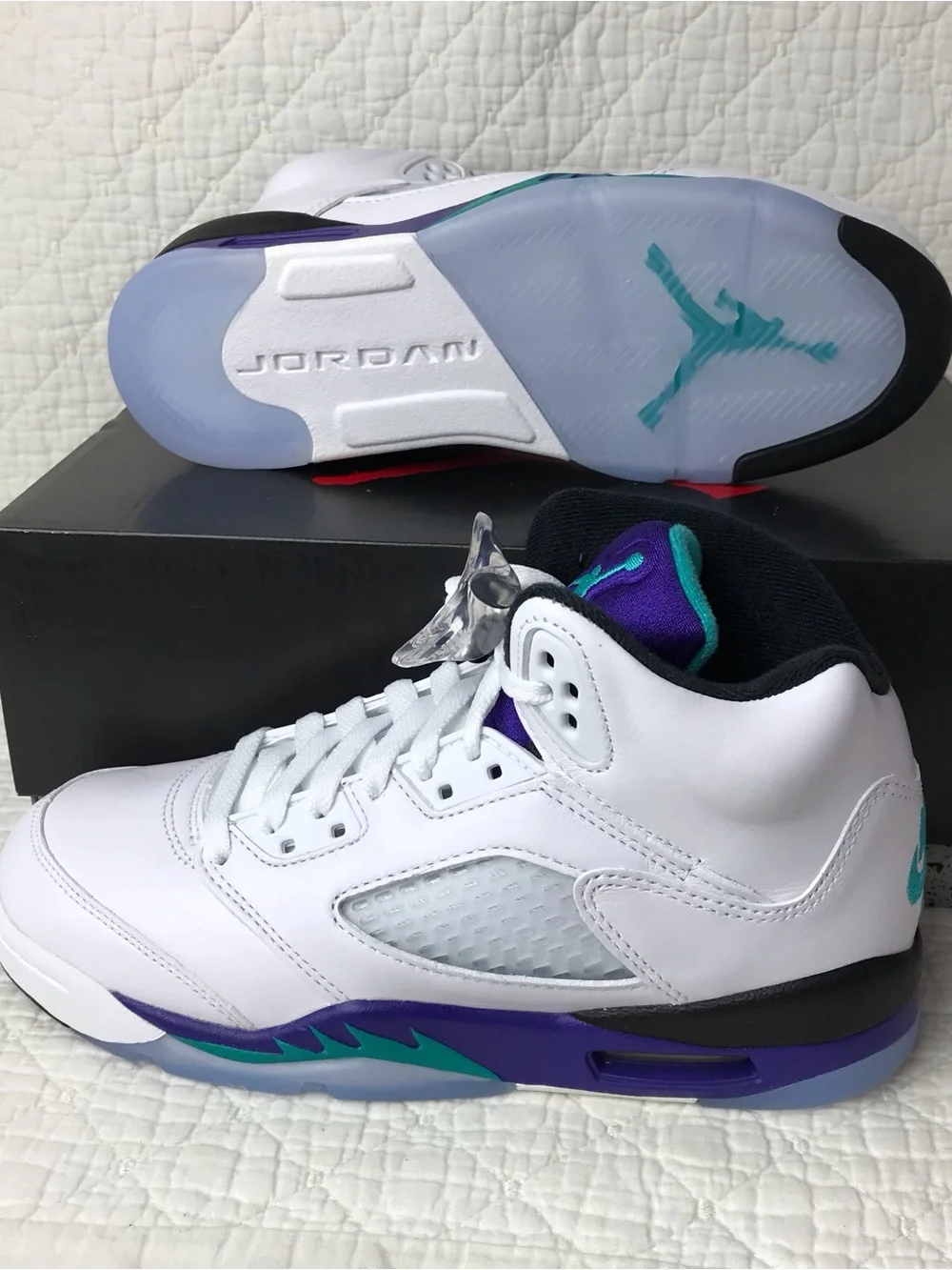 Nike Air Jordan 5 Retro OG (GS) Shoes Youth SZ 5Y White Grape HQ7980-100
